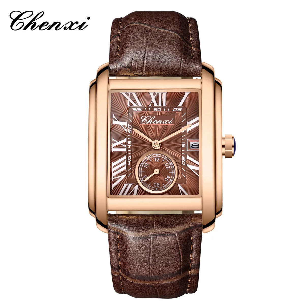 Chenxi 8216 Top Brand Rectangle Sport Men Watch Hot Sell Military Calendar Waterproof Male Genuine Leather Quartz Elegant Clock