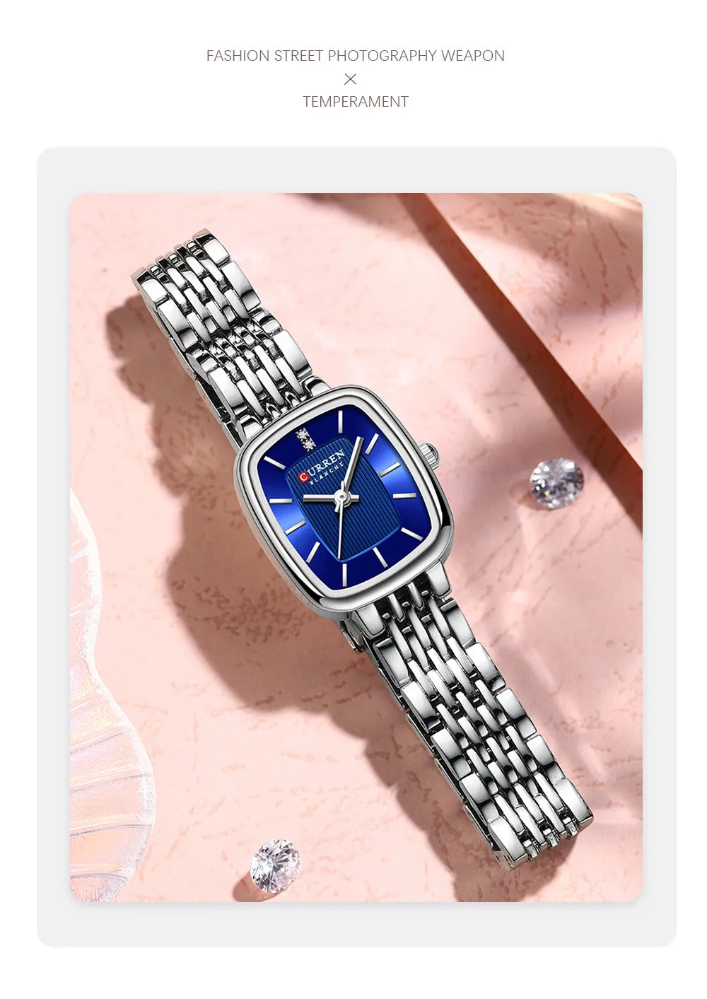 CURREN 9093 Fashion Quartz Women Watch Elegant Square Dial Gold Stainless Steel Strap Waterproof Leisure Ladies Business Watches