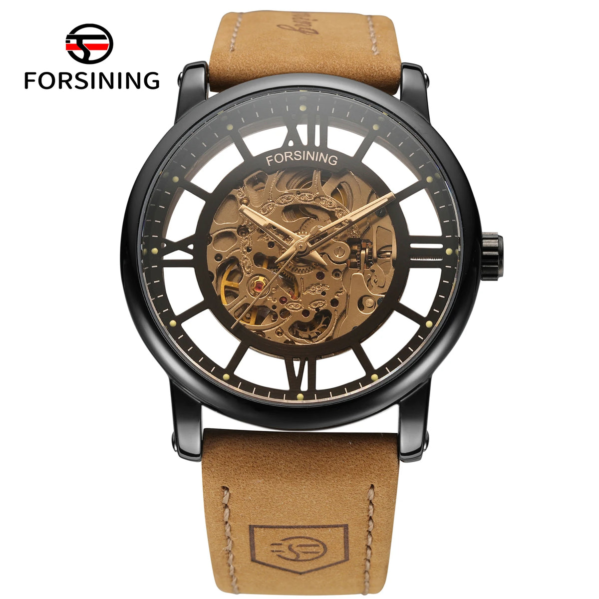 2026 FORSINING Official Original 3d Skeleton Automatic Watches For Men Waterproof Retro Luminous Mechanical Clock Leather Strap