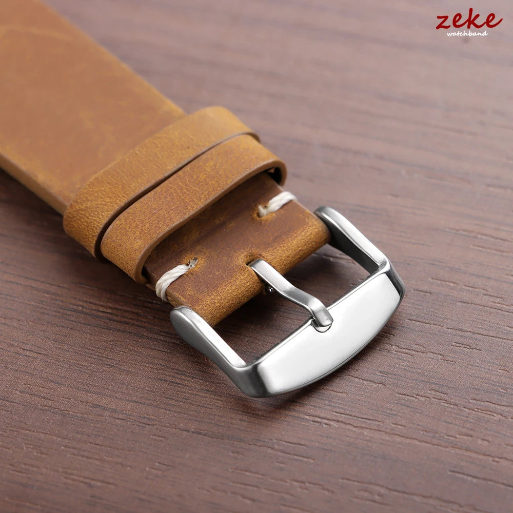 Vintage Brown Leather Watch Band Stitching Cowhide Strap for Huawei Watch Gt3/Gt4 18/20/21/22/24mm Men Wrist Bracelet for Seiko