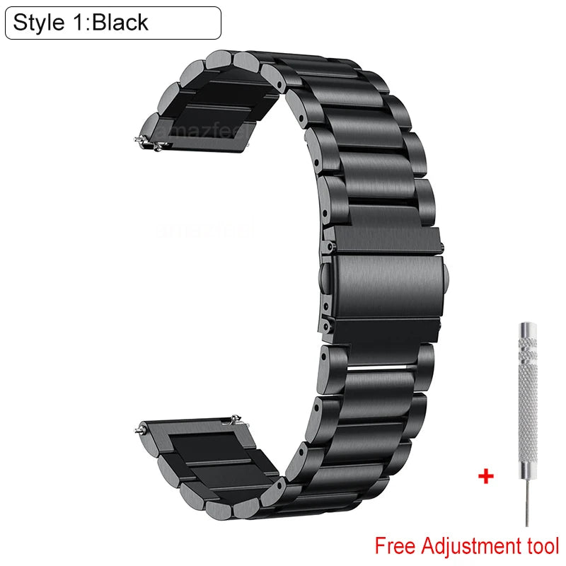 22mm Metal Band For Huami Amazfit T-Rex3 Pro 48mm Wrist Band Strap Bracelet For Amazfit Helio/Pace/Stratos 3 2 2S/Bip 6 5 Correa