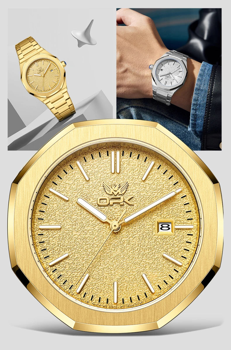 OPK 6046 Mens Watch Solid Stainless steel Calendar Waterproof Quartz Watch for Men