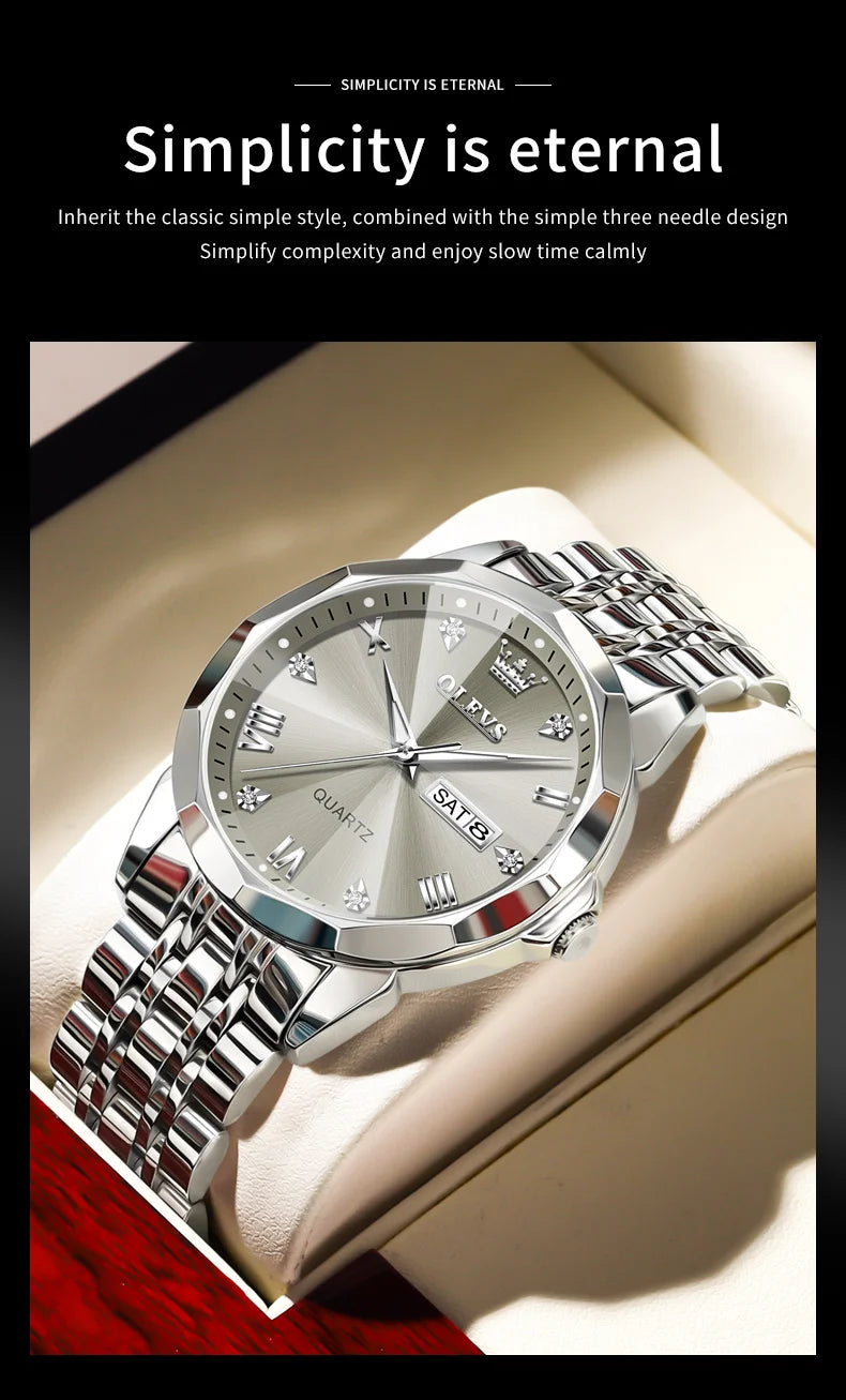 OLEVS Brand 9931 New Quartz Stainless Steel Strap Man Wristwatch Retro Hot Style Great Quality Fashion Waterproof Watch for Men