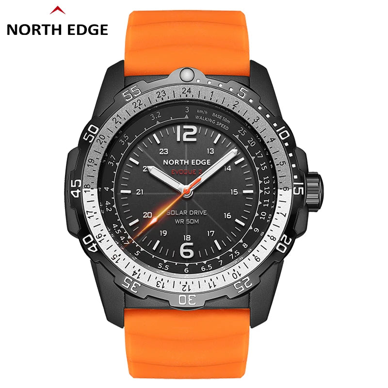 NORTH EDGE EVOQUE 2 Men Digital Military Watch Waterproof 50M Men's Sport Wristwatches Solar Power Luminous Enviormentally Clock