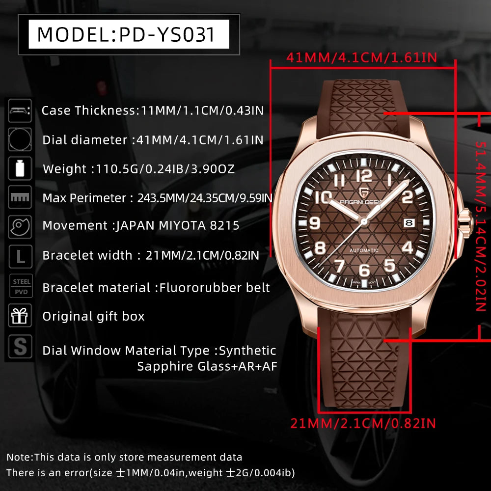 2026 New PAGANI DESIGN Men's Watches Luxury Mechanical Wristwatch 8215 Automatic Watch Man AR Sapphire Waterproof Super Luminous