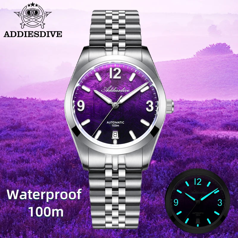 ADDIESDIVE New Watches AD2547 Sapphire 39mm Luxury Men Automatic Wristwatch Japan 8215 Mechanical BGW9 Luminous Waterproof 100m