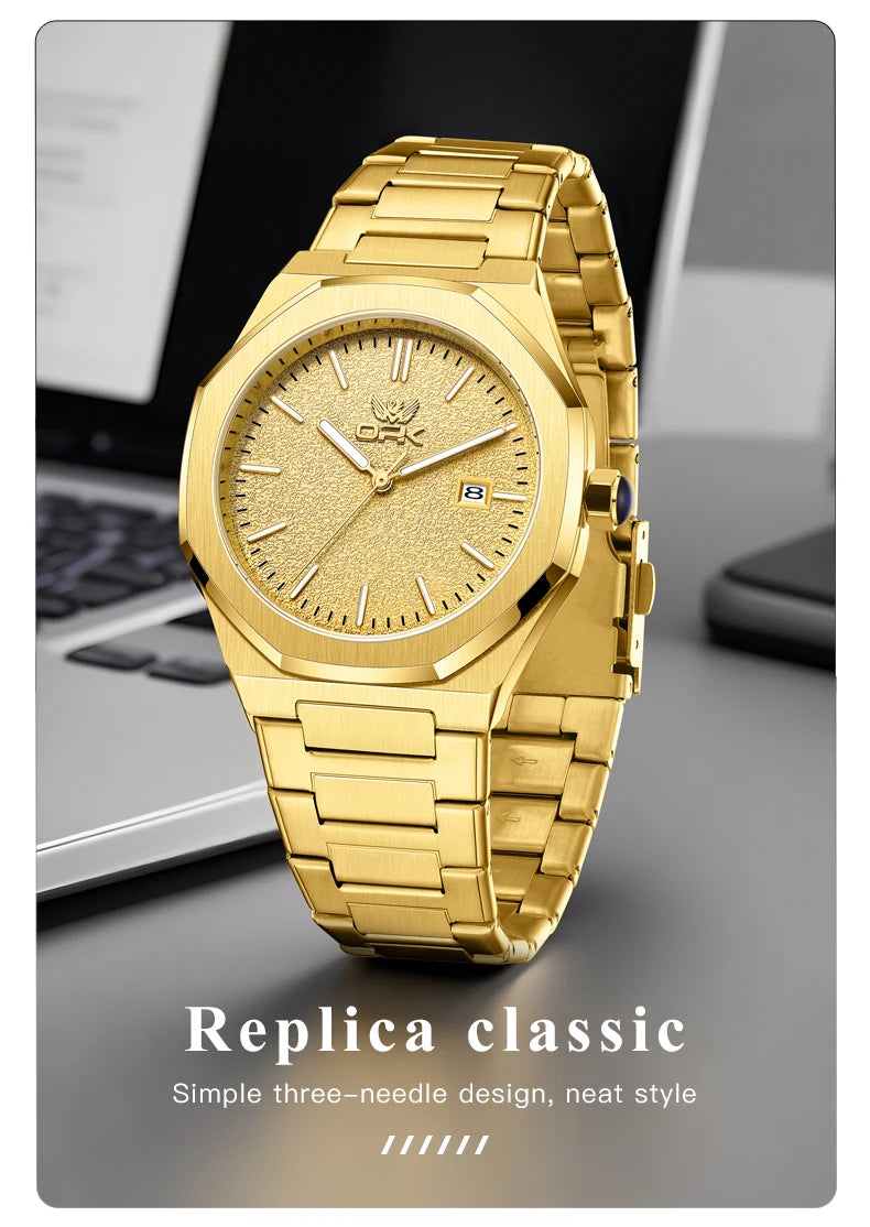 OPK 6046 Mens Watch Solid Stainless steel Calendar Waterproof Quartz Watch for Men