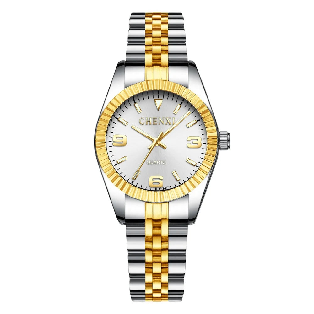 CHENXI Brand Top Luxury  Ladies Golden Watch for Women Clock Female Women's Dress Rhinestone Quartz Waterproof Wristwatches