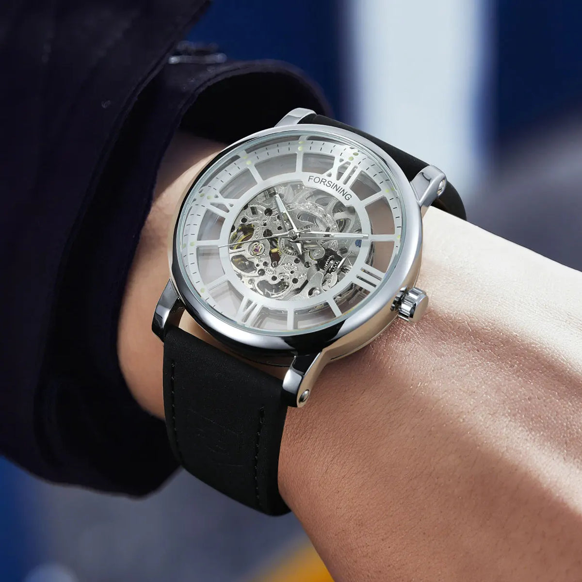 2026 FORSINING Official Original 3d Skeleton Automatic Watches For Men Waterproof Retro Luminous Mechanical Clock Leather Strap