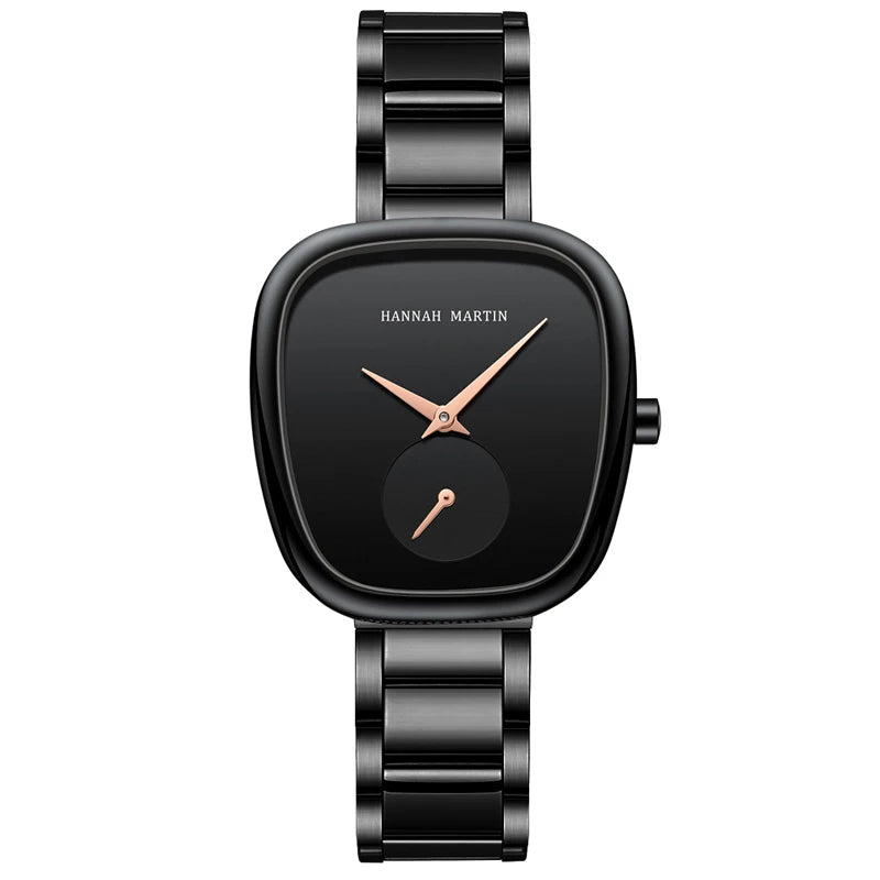 HANNAH MARTIN Brand Original Luxury Women Watch Rose Gold Fashion Stainless Steel Quartz Movement Waterproof Women Dress Watches
