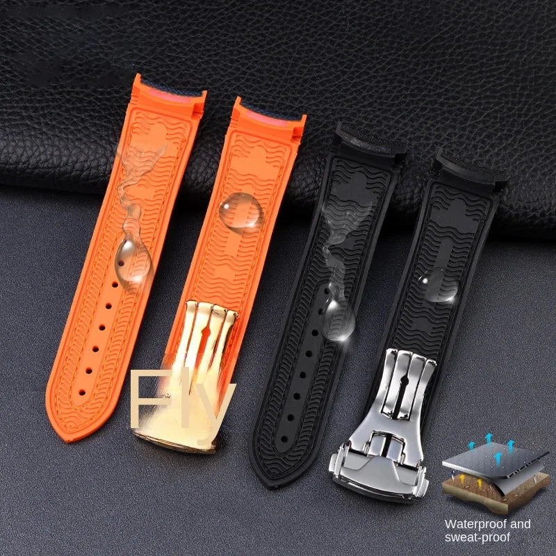 For Omega Planet Ocean 600 nylon strap 22mm AT150/007 quarter orange Seamaster 300 rubber strap curved waterproof men's bracelet