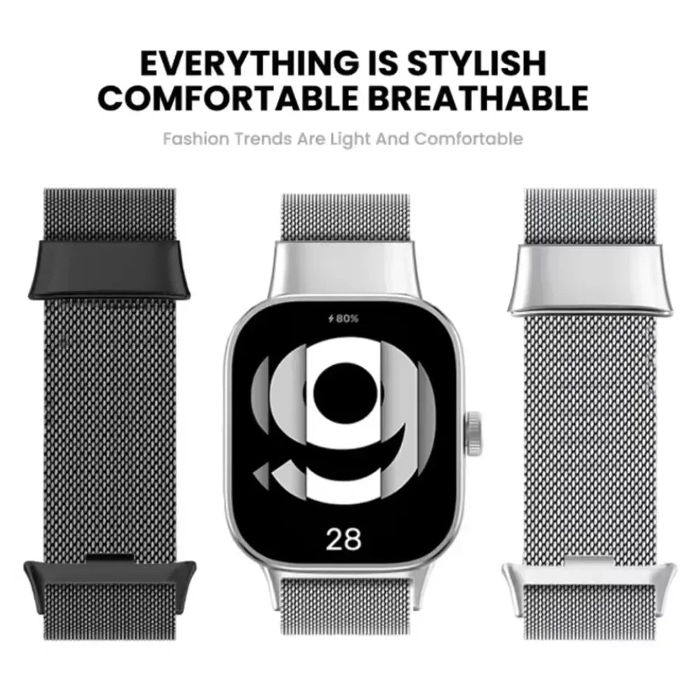 Milanese Metal Strap for Xiaomi Mi Band 9 Pro/Mi Band 8 Pro Magnetic Breathable Replaceable Bracelet for Redmi Watch 4/5 Correa