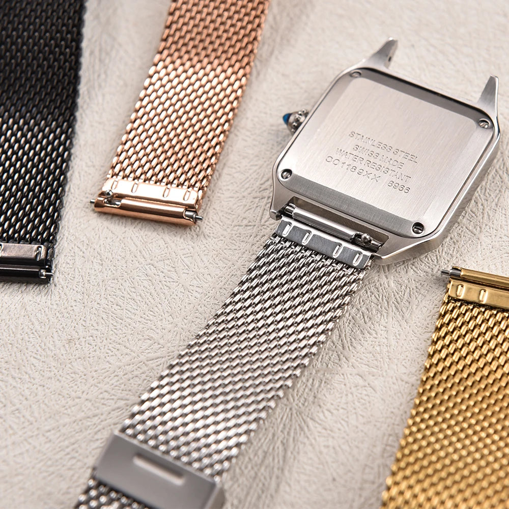 18mm 20mm 22mm Quick Release Mesh Milanese Loop Watch Band Stainless Steel Watch Strap Metal Strap Folding Buckle Wristbands