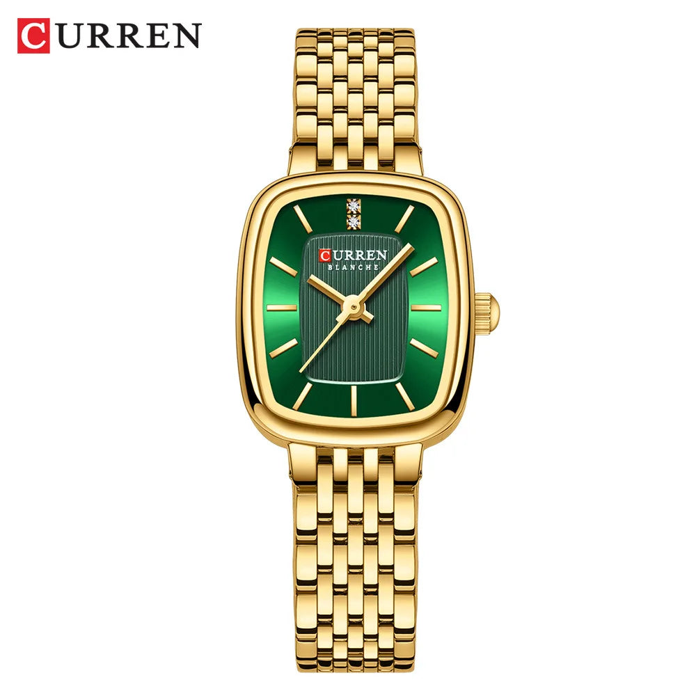 CURREN 9093 Fashion Quartz Women Watch Elegant Square Dial Gold Stainless Steel Strap Waterproof Leisure Ladies Business Watches