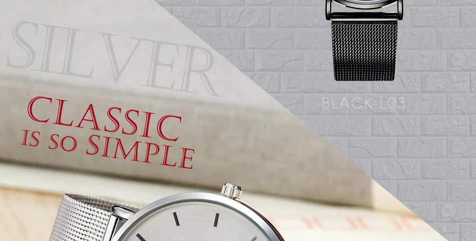 Shengke Fashion Black Watch For Women Classic Relogio Feminino Ultra Thin Quartz Watch Woman Adjustable Mesh Strap Montre Femme