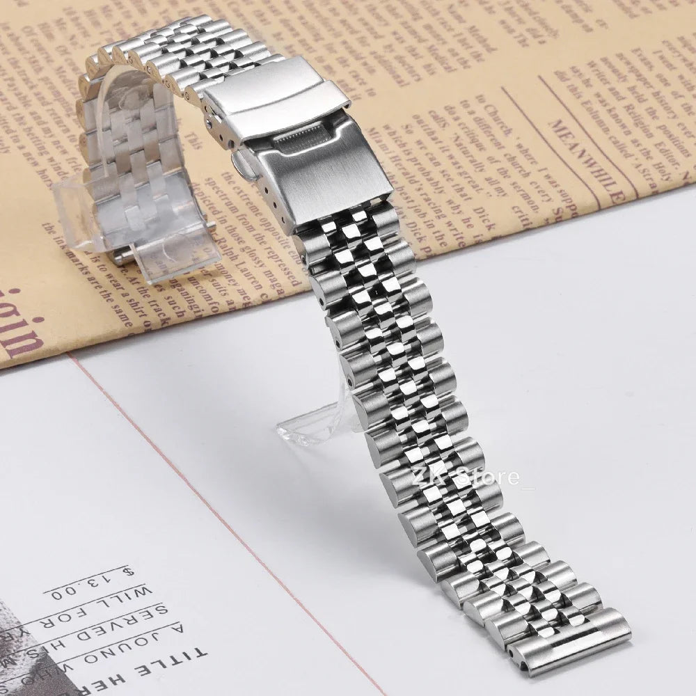 Straight End Stainless Steel Strap for Jubilee SKX007/009 Curved End Metal Watch Band 18mm 19mm 20mm 21mm 22mm Bracelet