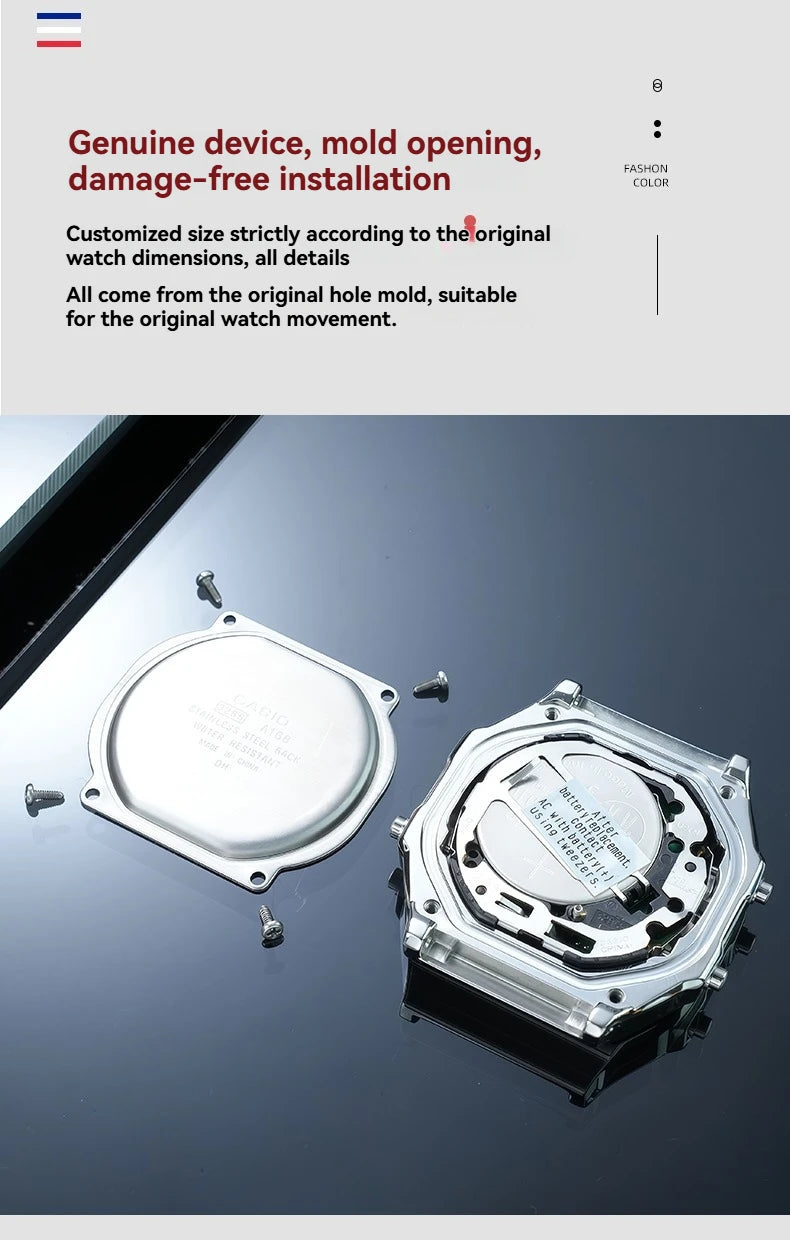 A168 case mod kit Stainless steel metal Bezel watch Case+Strap For Casio A168WG/WA/WGG/WEHA Series Modified Suit watchband+Tool