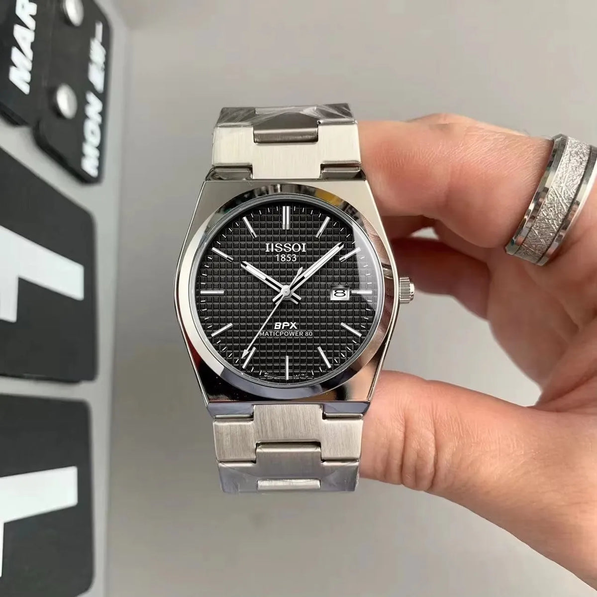 High-Quality Men's Quartz Watch, Luxury Business Style, Stainless Steel Strap, Mesh Dial, Date Function, Waterproof, Casual Daily Watch, Casual Business Wristwatch, Suitable for Daily Office and Party Use