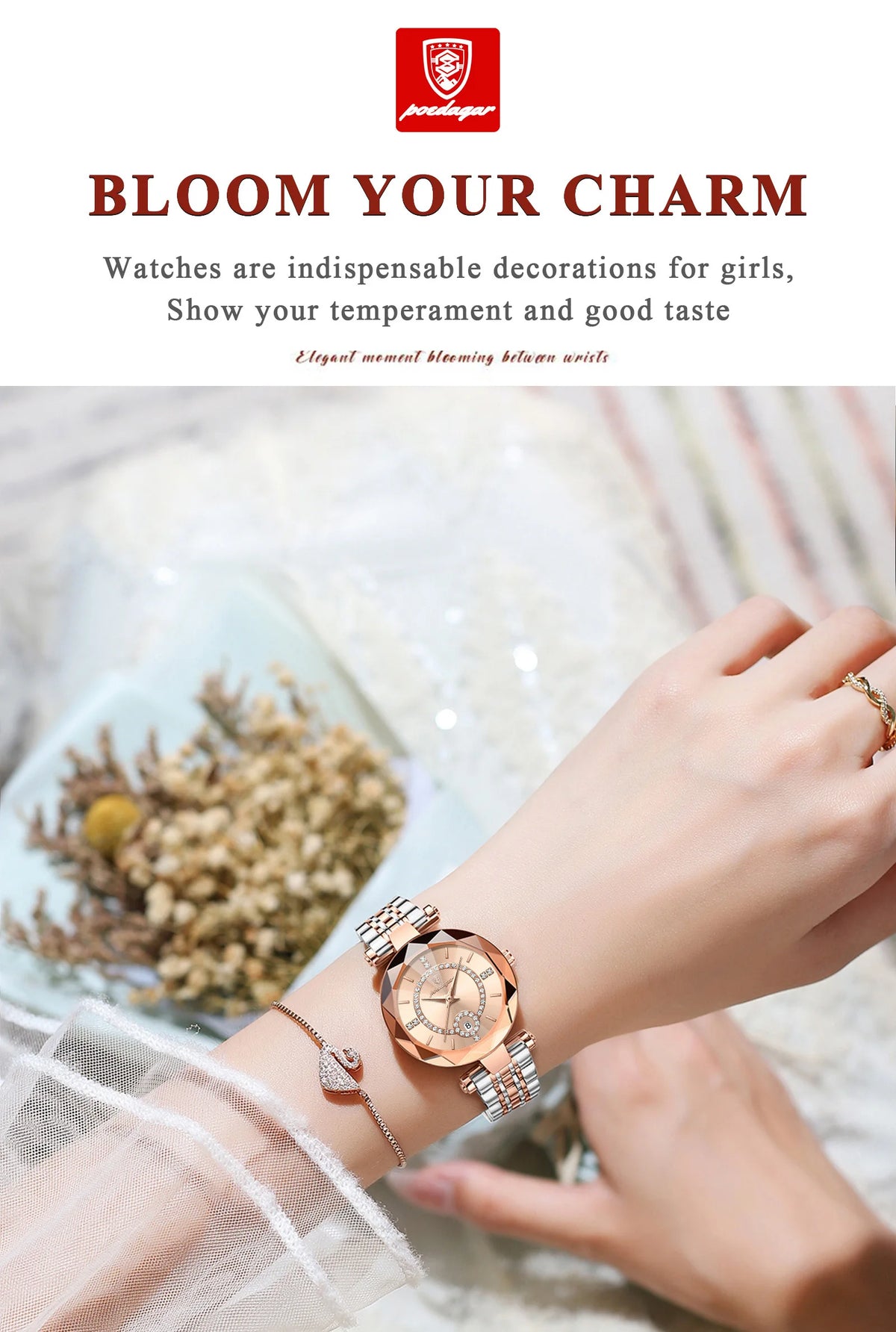 POEDAGAR Luxury Brand Women's Watches Waterproof Stainless Steel Date Ladies Wristwatch Fashion Elegant Quartz Woman Watch Reloj