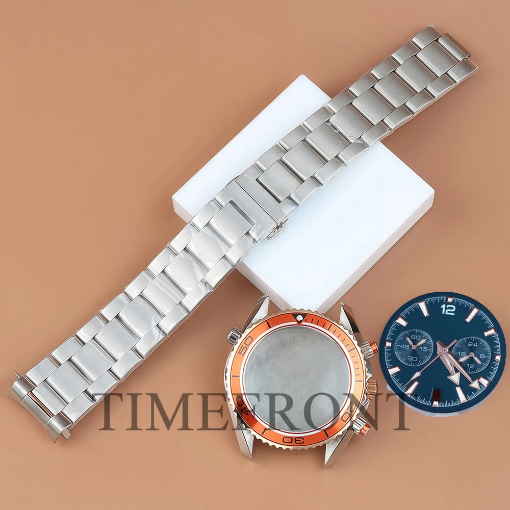 Chronograph VK63 Dial 45.5mm Dial For Seamaster 600 Waterproof Watch Case For Seiko VK63 VK64 Quartz Movement 33mm Dial 5 hands