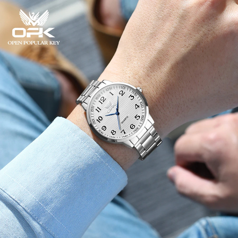 OPK 6008 Golden Stainless steel Men's Watches Roman Scale Checkered Dial Design Watch Man