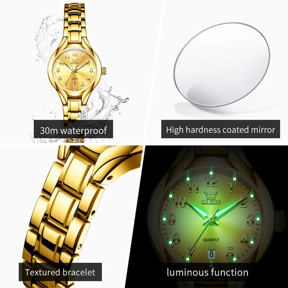 OLEVS 3650 Elegant Casual Women Quartz Watch Luxury Waterproof Luminous Watch Dress Bracelet Valentine Anniversary Watch Set