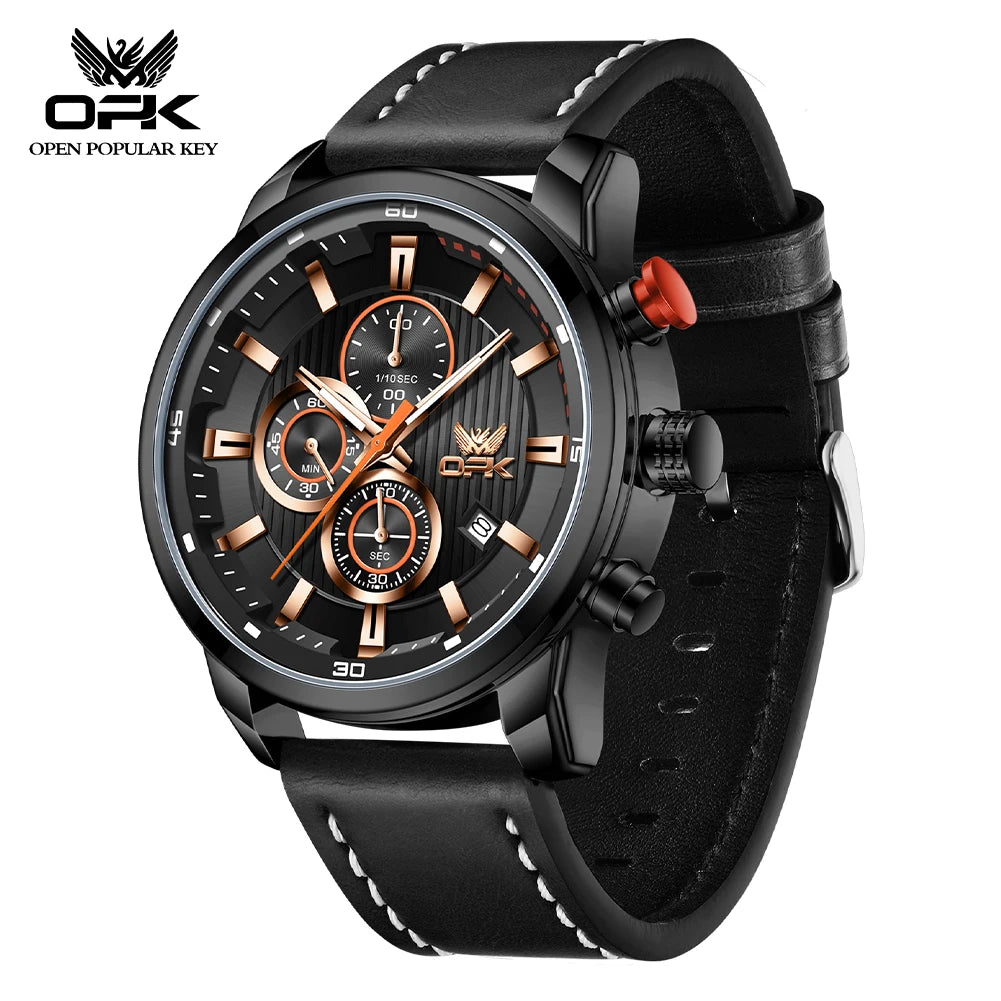 OPK 6083 Classic Quartz Watch for Men Waterproof Sport Men's Watches Fashion Leather Strap Luminous Business Male Wristwatches