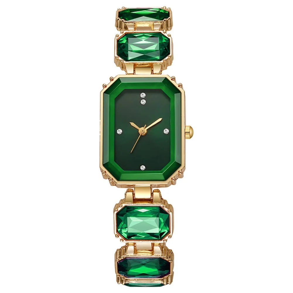 Fashion Rhinestone Quartz Watches Diamond Studded Watch Strap with Adjustable Bracelet Women Wristwatch Square Shaped Watch Gift