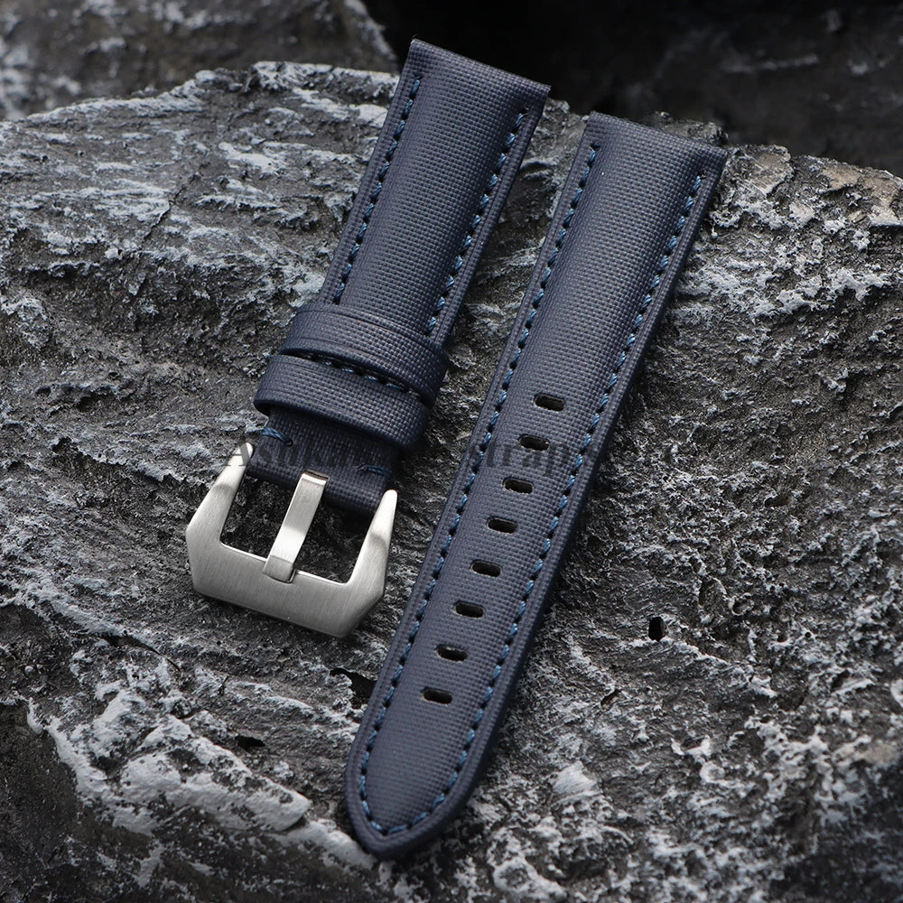 Premium Sailcloth Canvas Watch Strap for Seiko for Panerai for Blancpain 20mm 22mm 24mm Watch Band Black Blue Nylon Men Bracelet