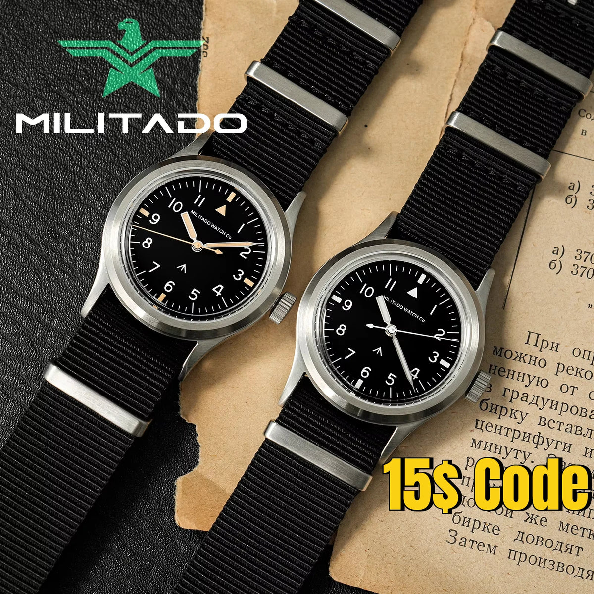 Militado ML14 36mm Watch VH31 Sweep Second Quartz Movement Watch Sapphire Crystal Super Luminous BGW9 C3 100m Waterproof Watches