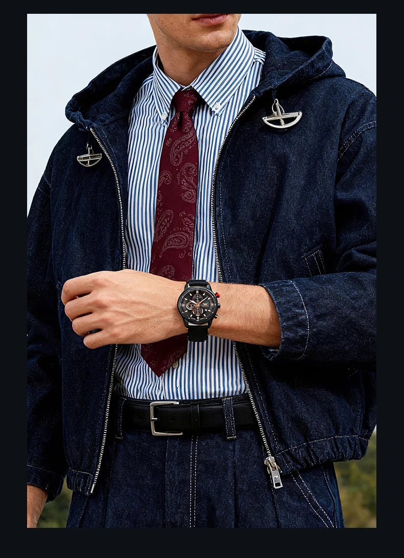 OPK 6083 Classic Quartz Watch for Men Waterproof Sport Men's Watches Fashion Leather Strap Luminous Business Male Wristwatches