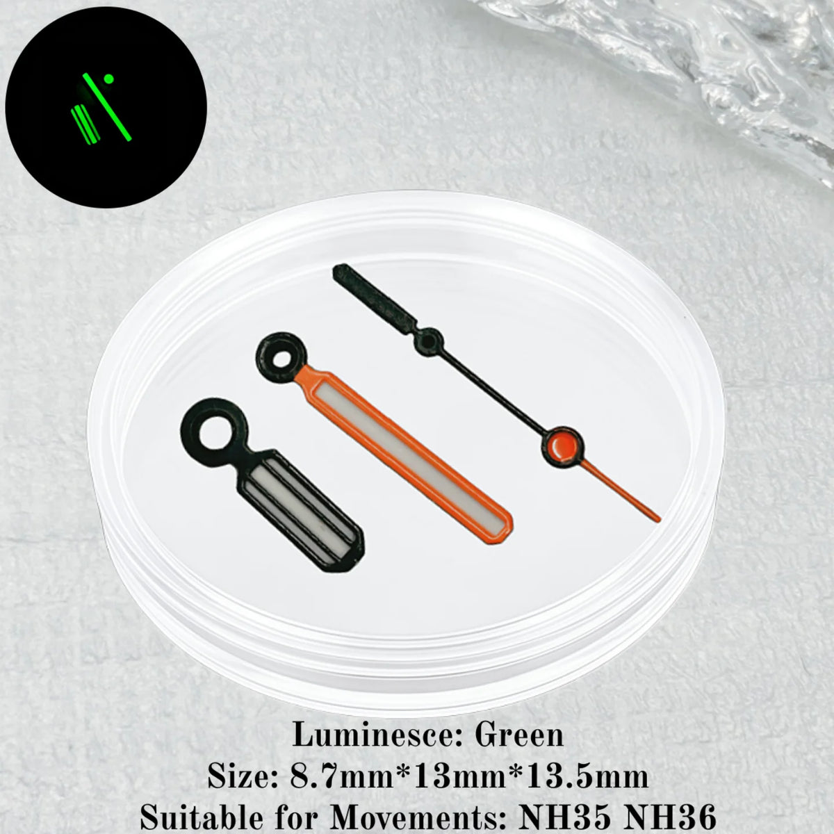 Watch Pointers Accessories Green Luminous Watch Hands for Seiko Royal Oak NH35 NH36 Automatic Movement Fits 42mm Case