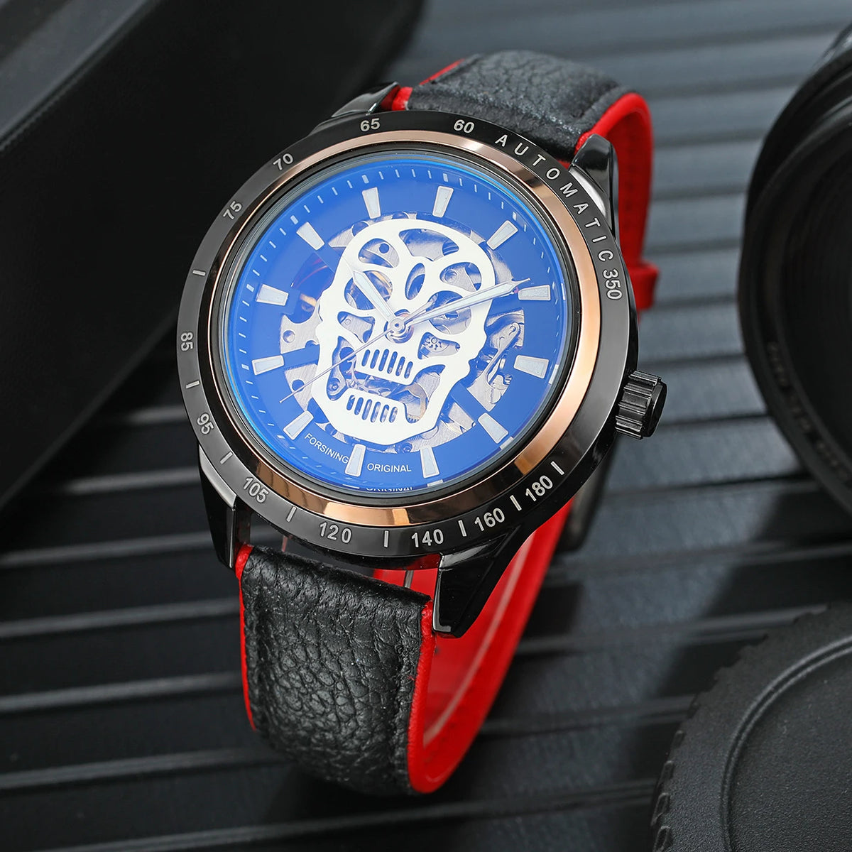 FORSINING Fashion 2026 Skull Skeleton Cool Man Watch Mechanical Automatic Movement Clock Sport Leather Luxury Brand Male Watches