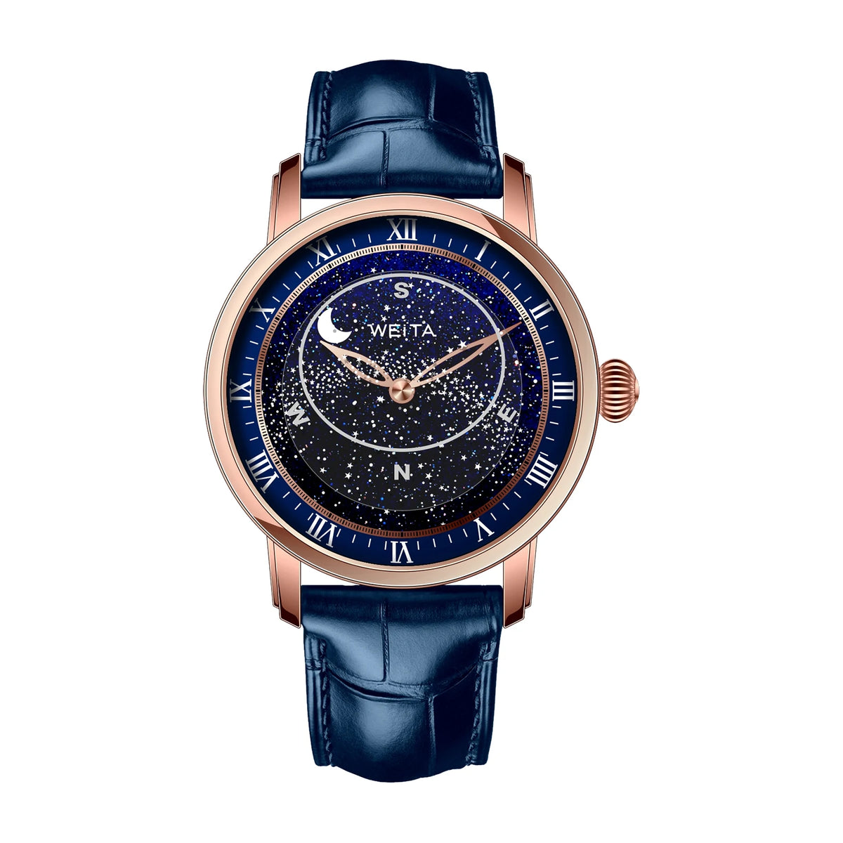 OBLVLO Men's Starry Sky Automatic Mechanical Watch Classic Leather Strap 316 Stainless Steel Simple Fashion Watch WT003