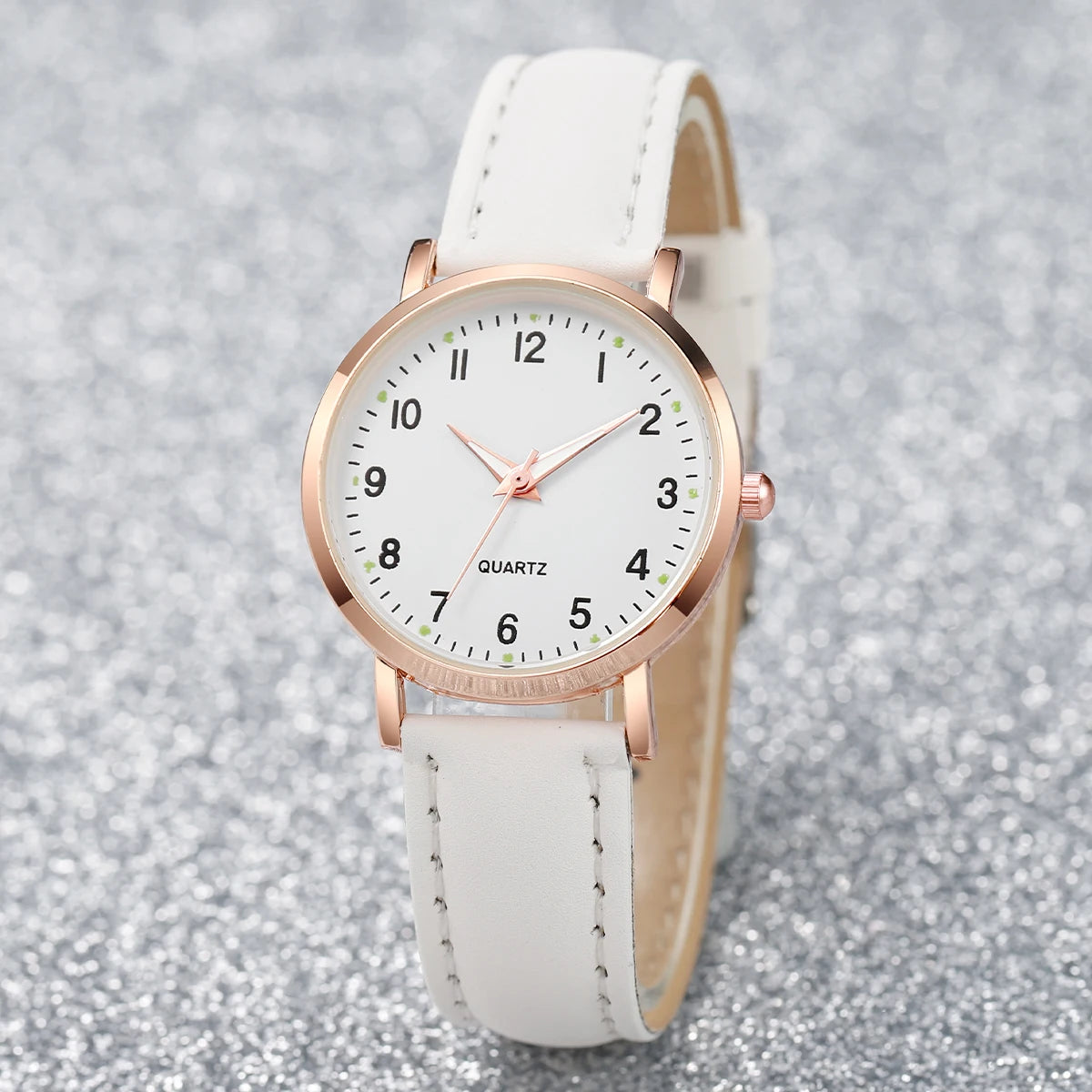 4/6PCS Fashion Arabic Dial Women Watches Ladies Leather Strap Quartz Wristwatch Heart Bracelets Set Reloj Mujer(Without Box)