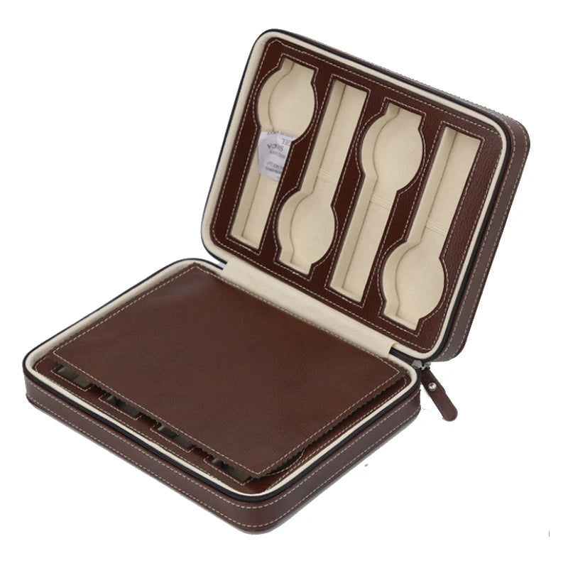 2/4/6/8/10/12 Slots Watch Suitcase Organizer Portable Zipper Watch Case Bracelets Men's and Women's Multifunctional Display Box