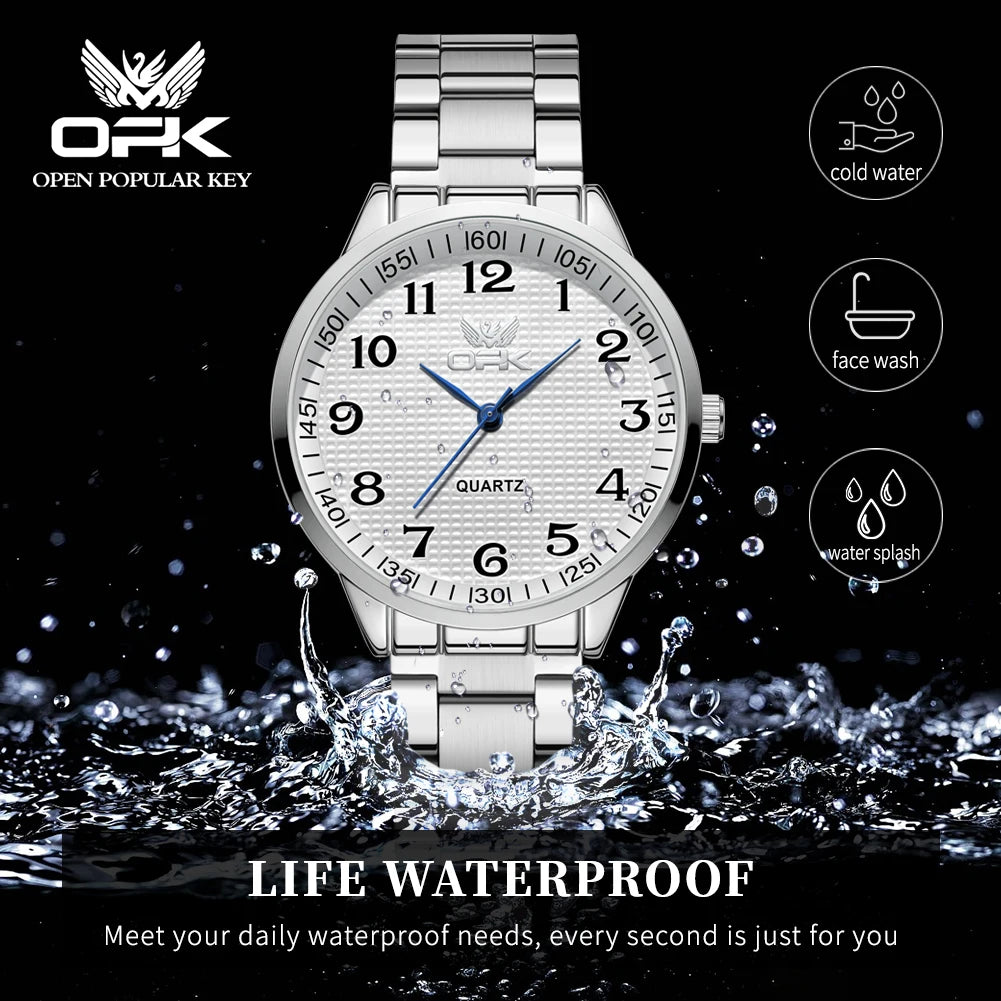 OPK 6008 Golden Stainless steel Men's Watches Roman Scale Checkered Dial Design Watch Man