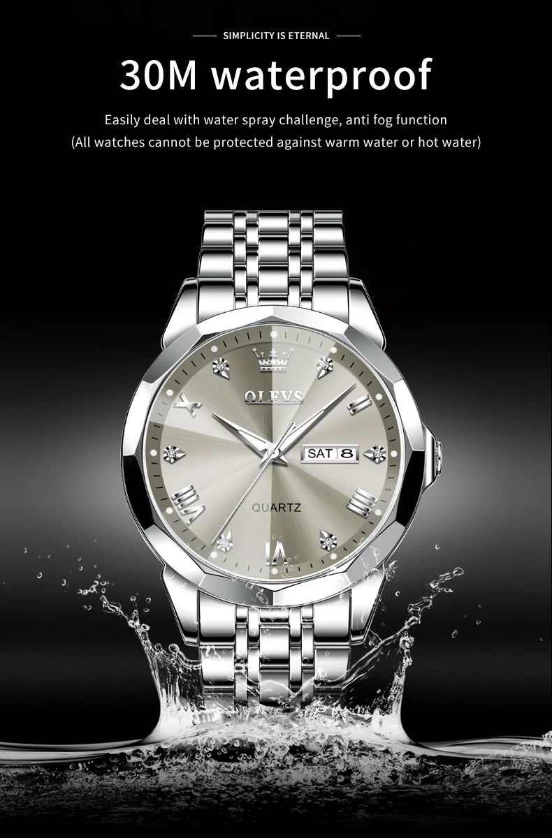 OLEVS Brand 9931 New Quartz Stainless Steel Strap Man Wristwatch Retro Hot Style Great Quality Fashion Waterproof Watch for Men