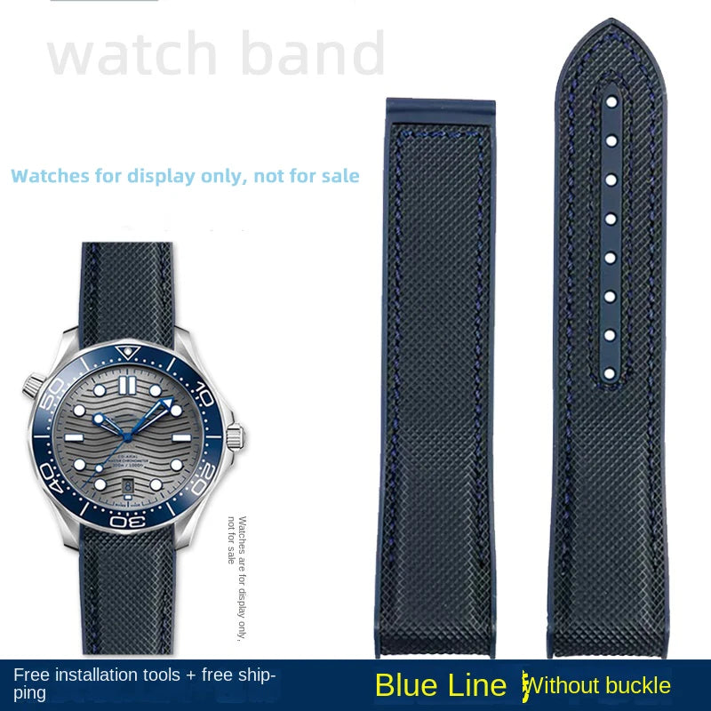 For Omega Planet Ocean 600 nylon strap 22mm AT150/007 quarter orange Seamaster 300 rubber strap curved waterproof men's bracelet