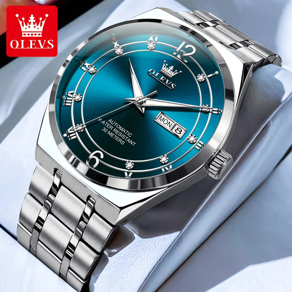 OLEVS Fashion Men's Watches Trend Classic Original Automatic Mechanical Watch for Man Waterproof Luminous Week Date Wristwatch