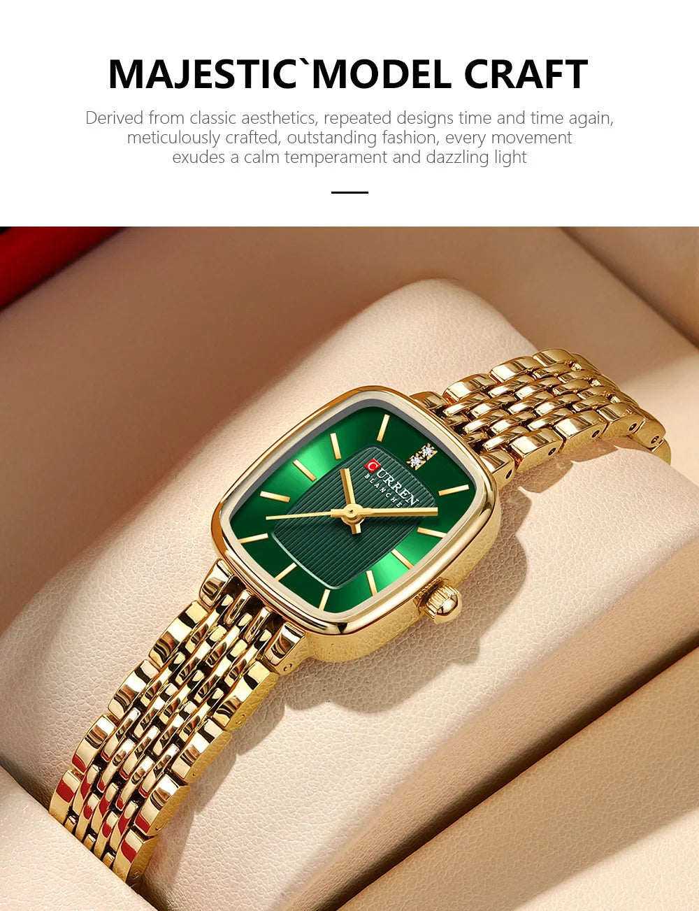 CURREN 9093 Fashion Quartz Women Watch Elegant Square Dial Gold Stainless Steel Strap Waterproof Leisure Ladies Business Watches