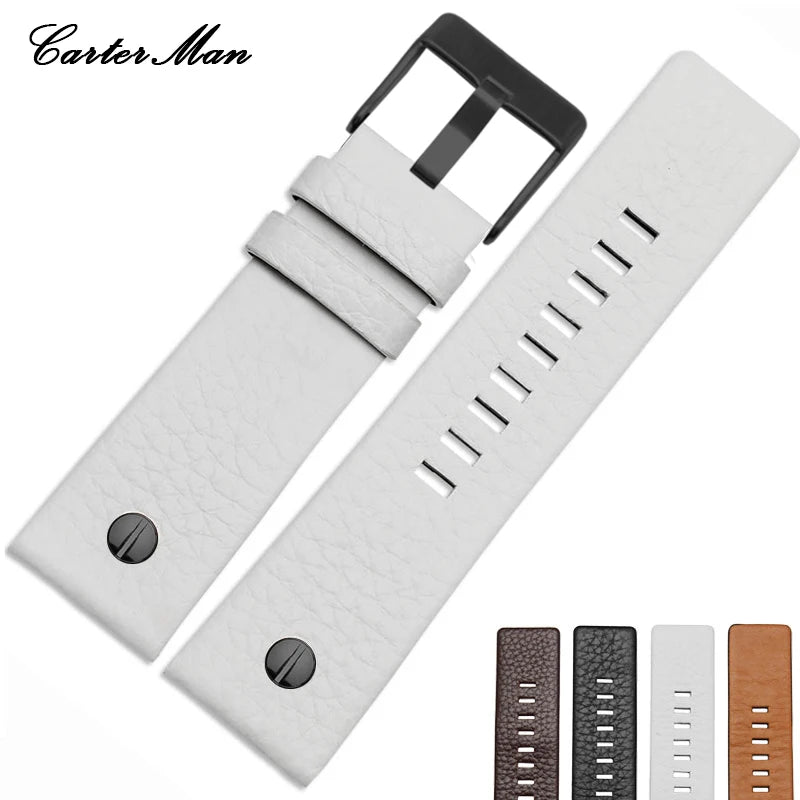 For Diesel Watch Strap Leather Wrist Watch Belt DZ7314 DZ7256 Watchbands 24MM 26MM 28MM 30MM With Rivets Lichee Pattern Bracelet