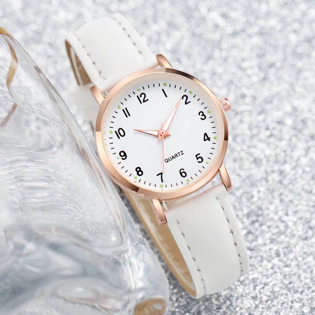 4/6PCS Fashion Arabic Dial Women Watches Ladies Leather Strap Quartz Wristwatch Heart Bracelets Set Reloj Mujer(Without Box)