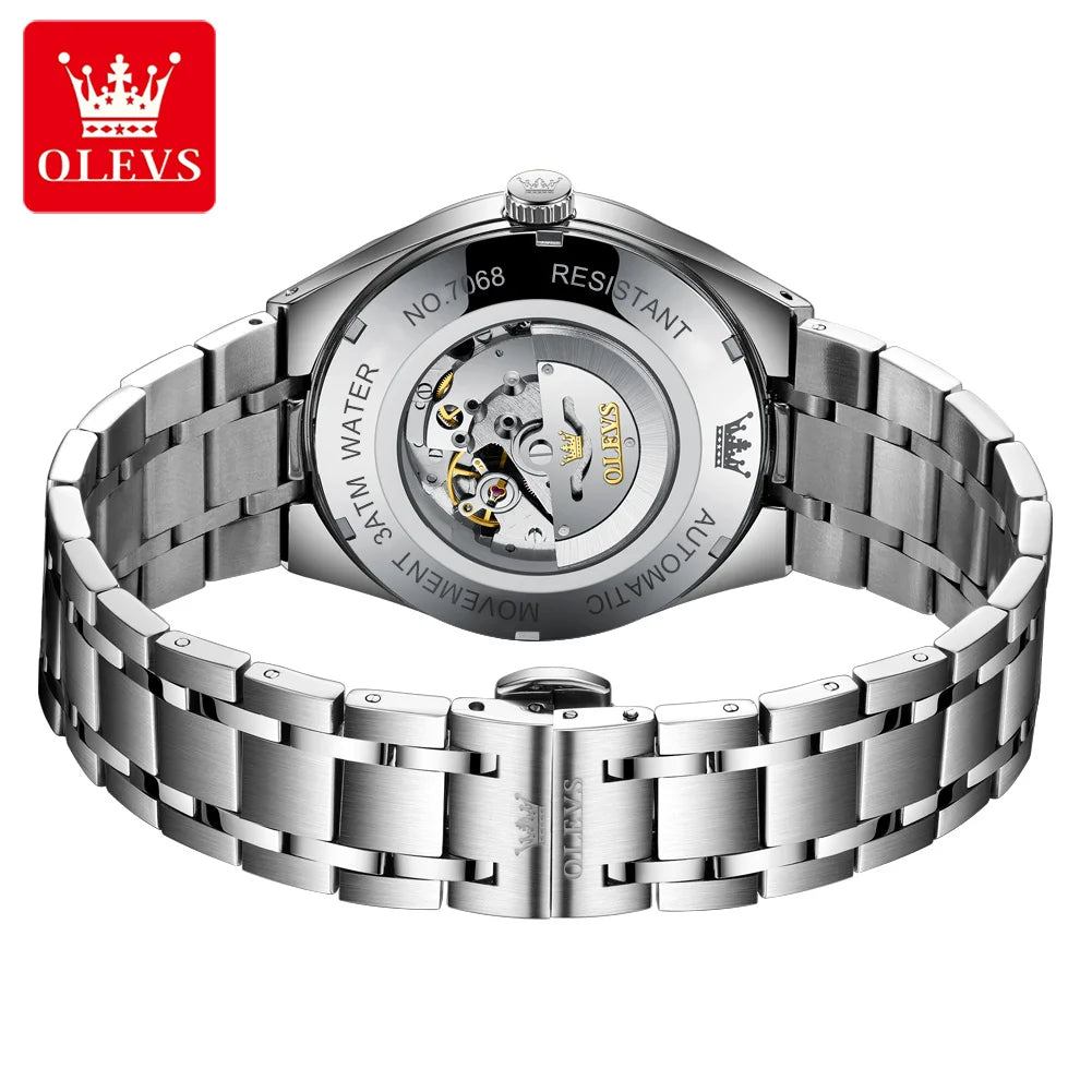 OLEVS Fashion Men's Watches Trend Classic Original Automatic Mechanical Watch for Man Waterproof Luminous Week Date Wristwatch