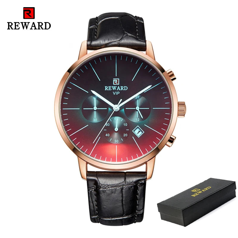 REWARD Men’s Watches Top Brand Sport Watch Luxury Men Stainless Steel Mesh Quartz Wrist Watches Chronograph Design Male Clock