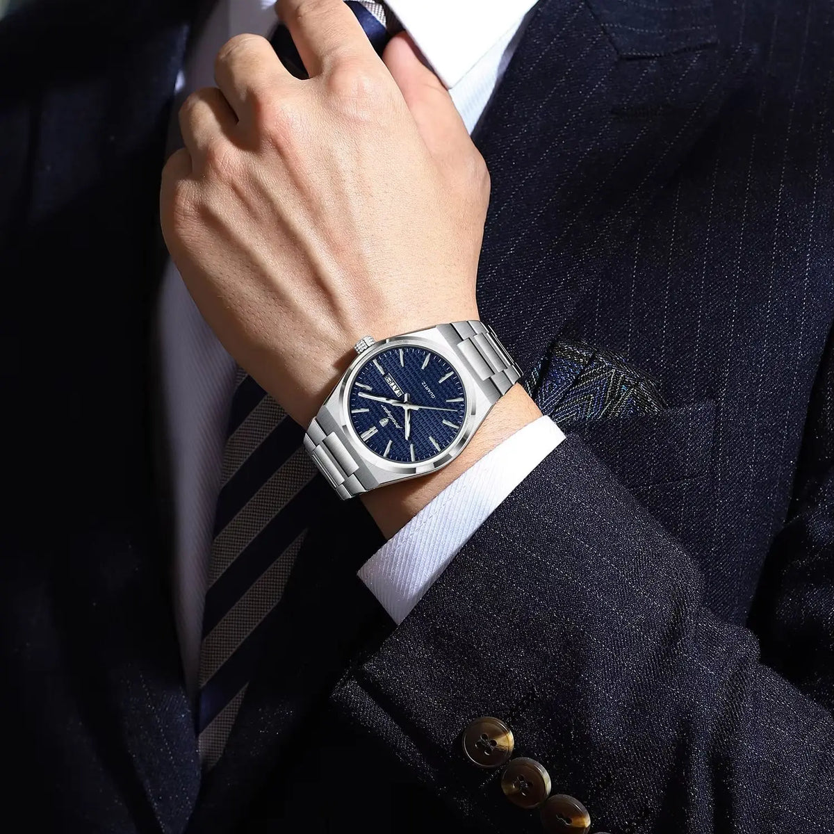 POEDAGAR Youth Fashion Men Clock Luminous Waterproof Stainless Steel Men's Watch Date Week Business Quartz Watches For Man Reloj