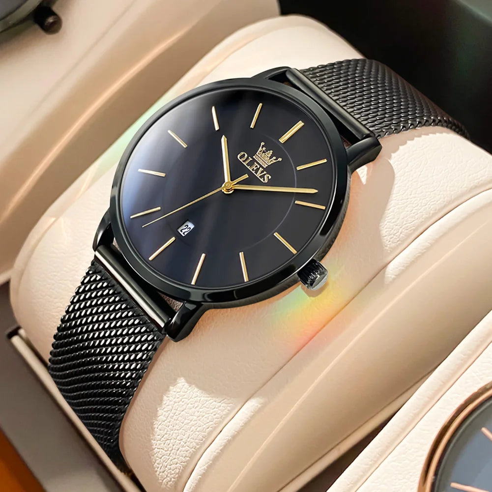 OLEVS Watches For Women Quartz Waterproof Watch Luxury Lady's Watch Stainless Steel Rose Gold Set Gift Box