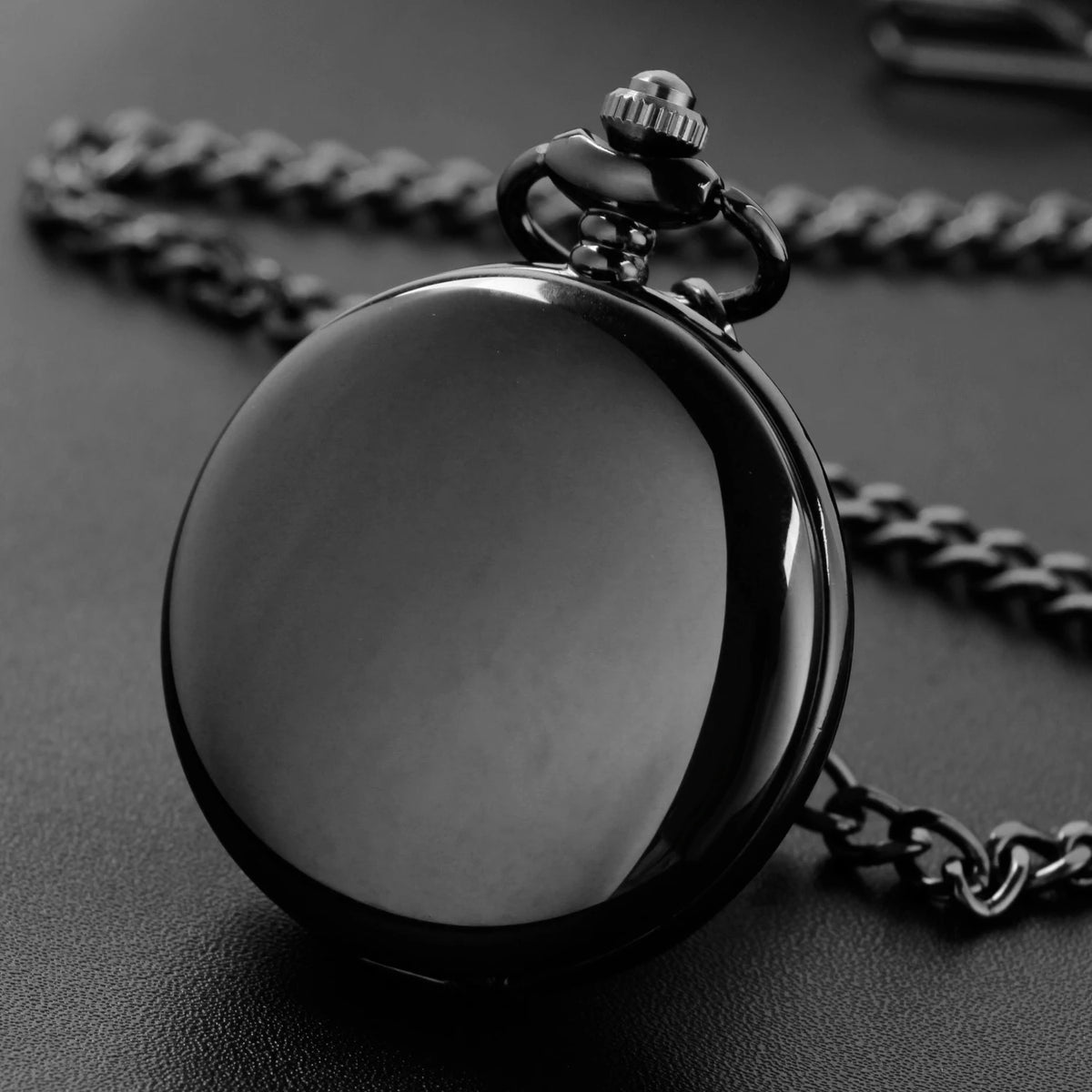 Classic Fashion 37CM Fob Chain Smooth Steel Polish Quartz Pocket Watch Mens Pendant Gifts