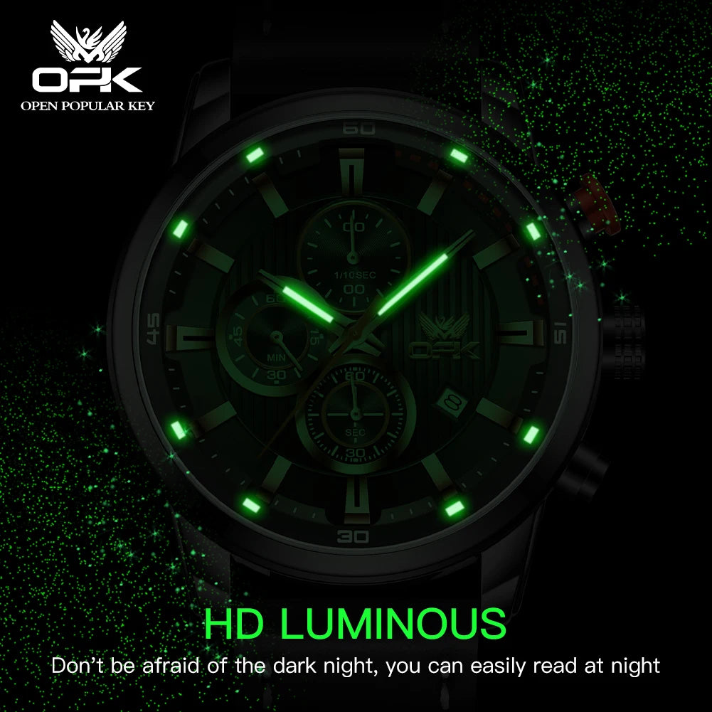OPK 6083 Classic Quartz Watch for Men Waterproof Sport Men's Watches Fashion Leather Strap Luminous Business Male Wristwatches
