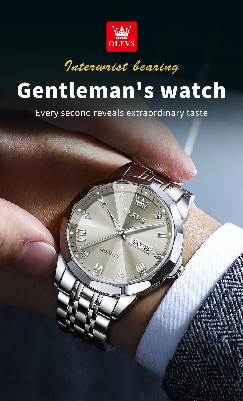 OLEVS Brand 9931 New Quartz Stainless Steel Strap Man Wristwatch Retro Hot Style Great Quality Fashion Waterproof Watch for Men